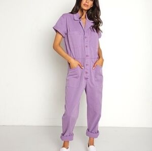 Pistola Lavender Button-Up Jumpsuit